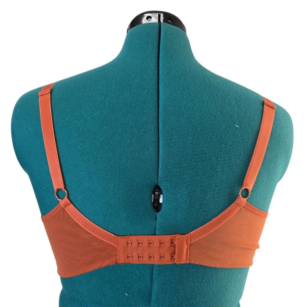 Knix Wireless Bra Rust Orange Mesh Triangle Cups Adjustable Straps XL‎